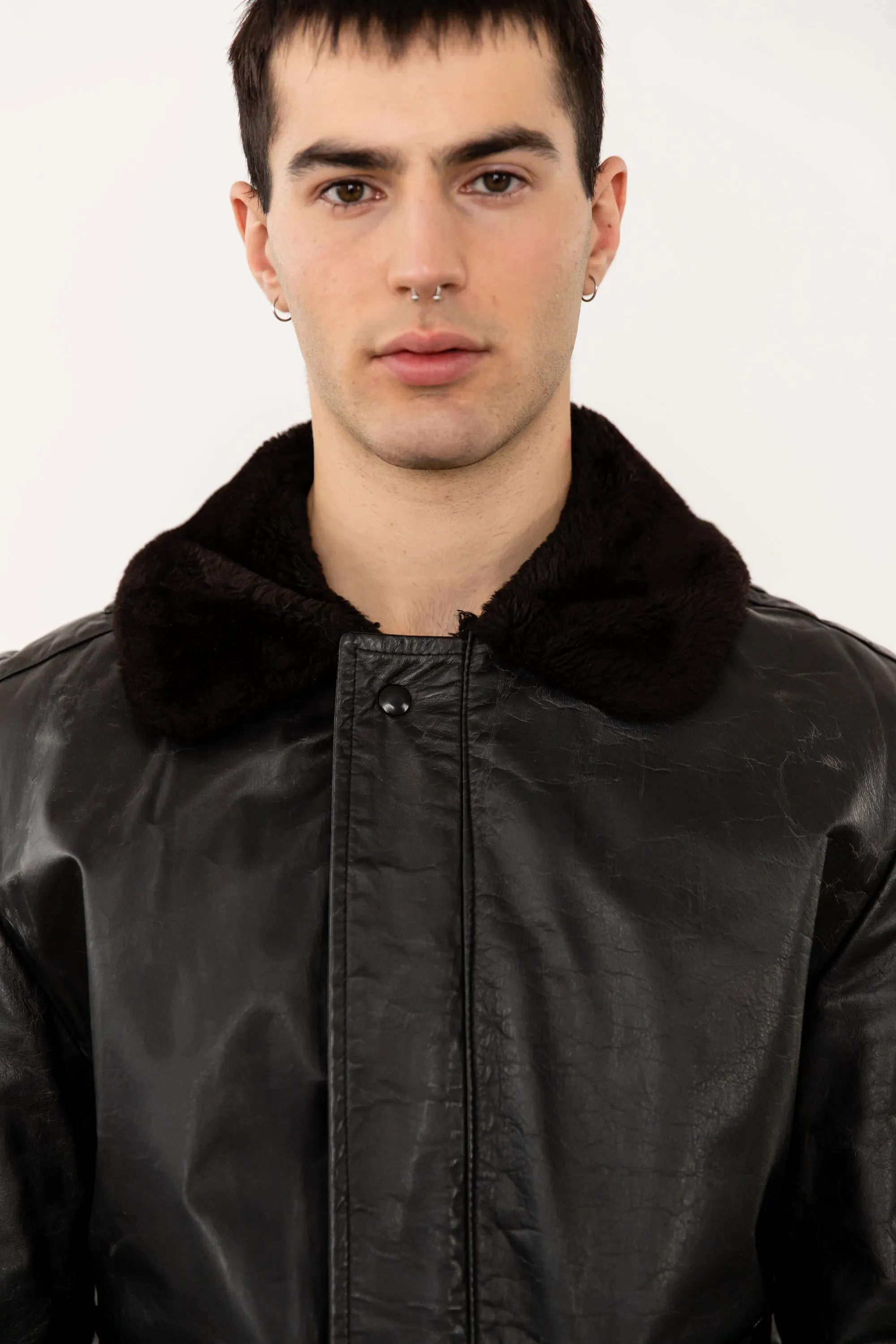 1980's G1 Flight Bomber Aviator Style Leather Jacket with Shearling Collar by Fiori
