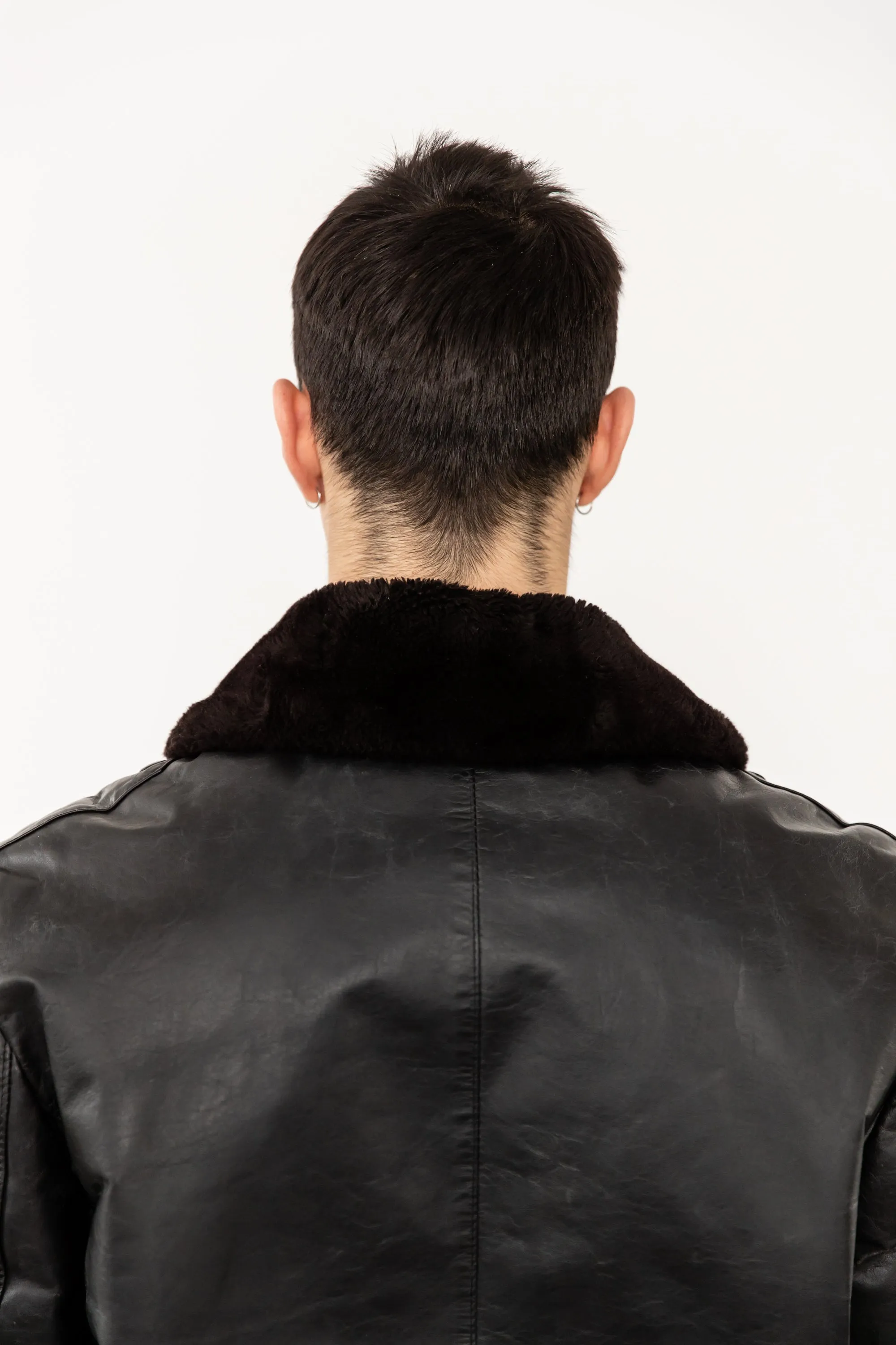 1980's G1 Flight Bomber Aviator Style Leather Jacket with Shearling Collar by Fiori