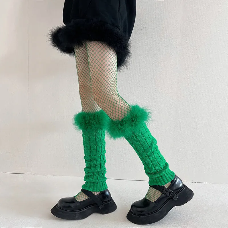 Aesthetic y2k fluffy leg warmers
