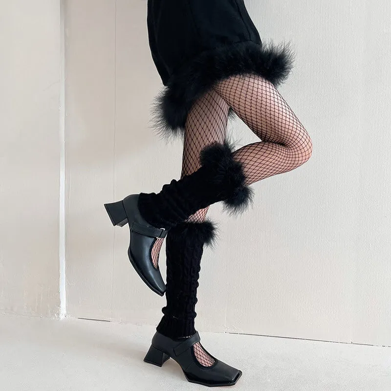 Aesthetic y2k fluffy leg warmers