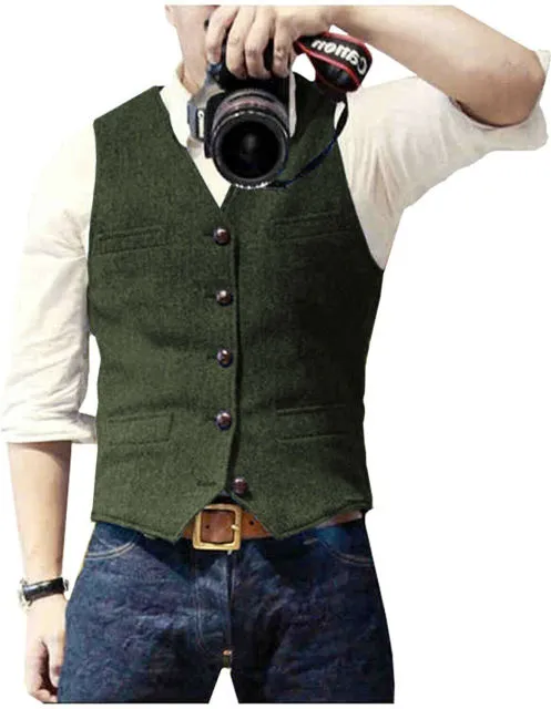 Aidase Men's Casual Suit Vest Steampunk Style Wedding Best Man Waistcoat