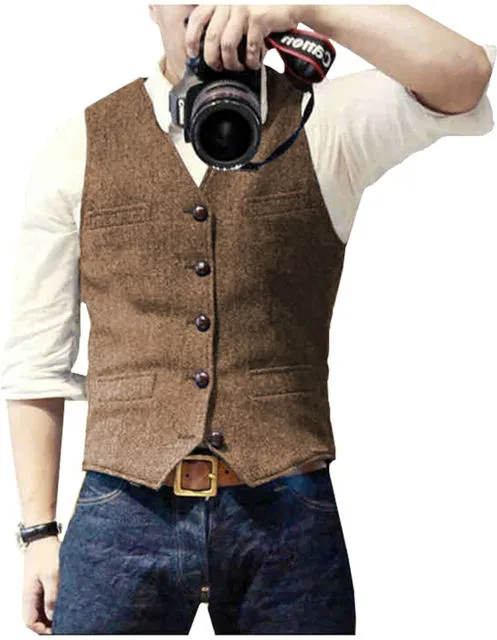 Aidase Men's Casual Suit Vest Steampunk Style Wedding Best Man Waistcoat