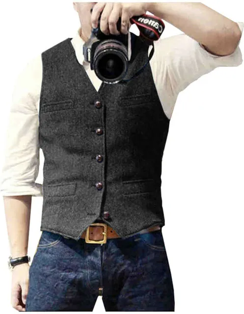 Aidase Men's Casual Suit Vest Steampunk Style Wedding Best Man Waistcoat