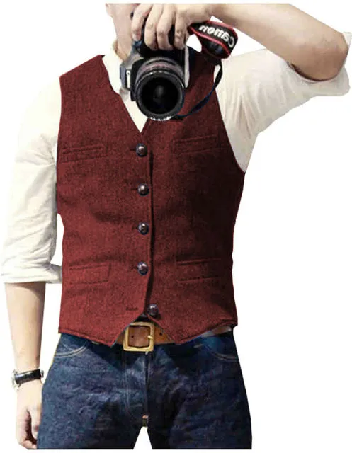 Aidase Men's Casual Suit Vest Steampunk Style Wedding Best Man Waistcoat