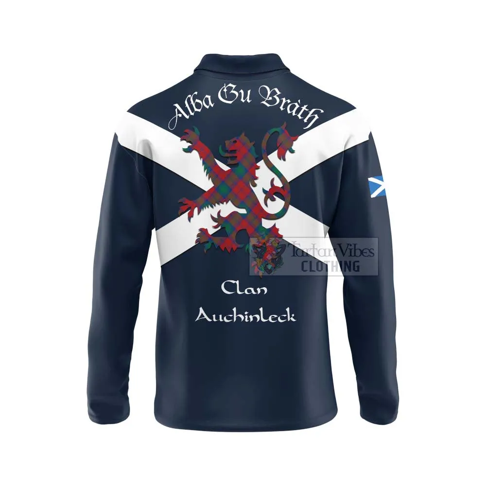 Auchinleck (Affleck) Tartan Lion Rampant Long Sleeve Polo Shirt  Proudly Display Your Heritage with Alba Gu Brath and Clan Name