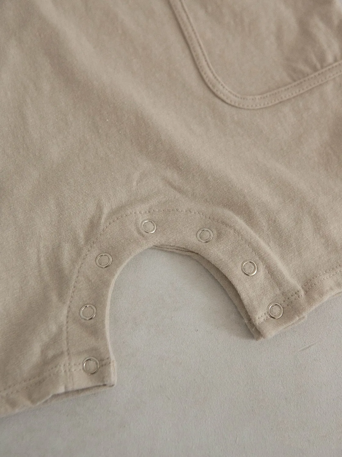 Baby Cotton Sleeveless Pocket Jumpsuit (3-18m)- Beige