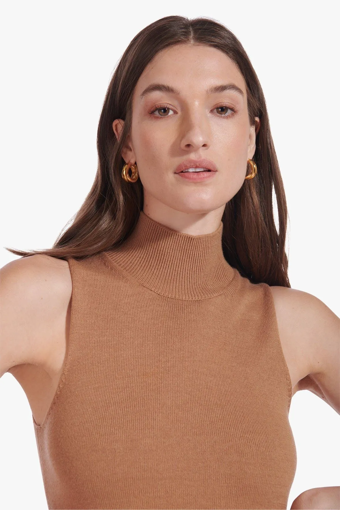 BEATRICE DRESS | TAN WHITE