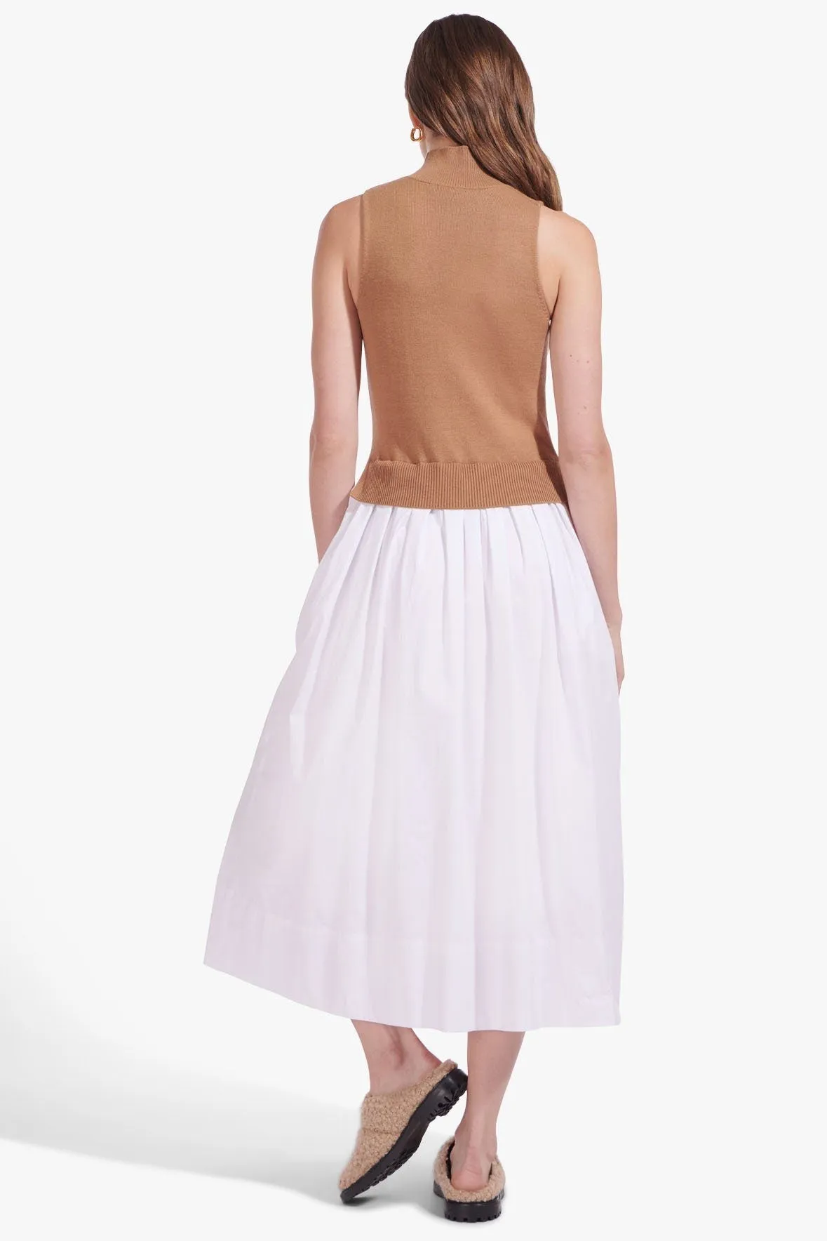 BEATRICE DRESS | TAN WHITE