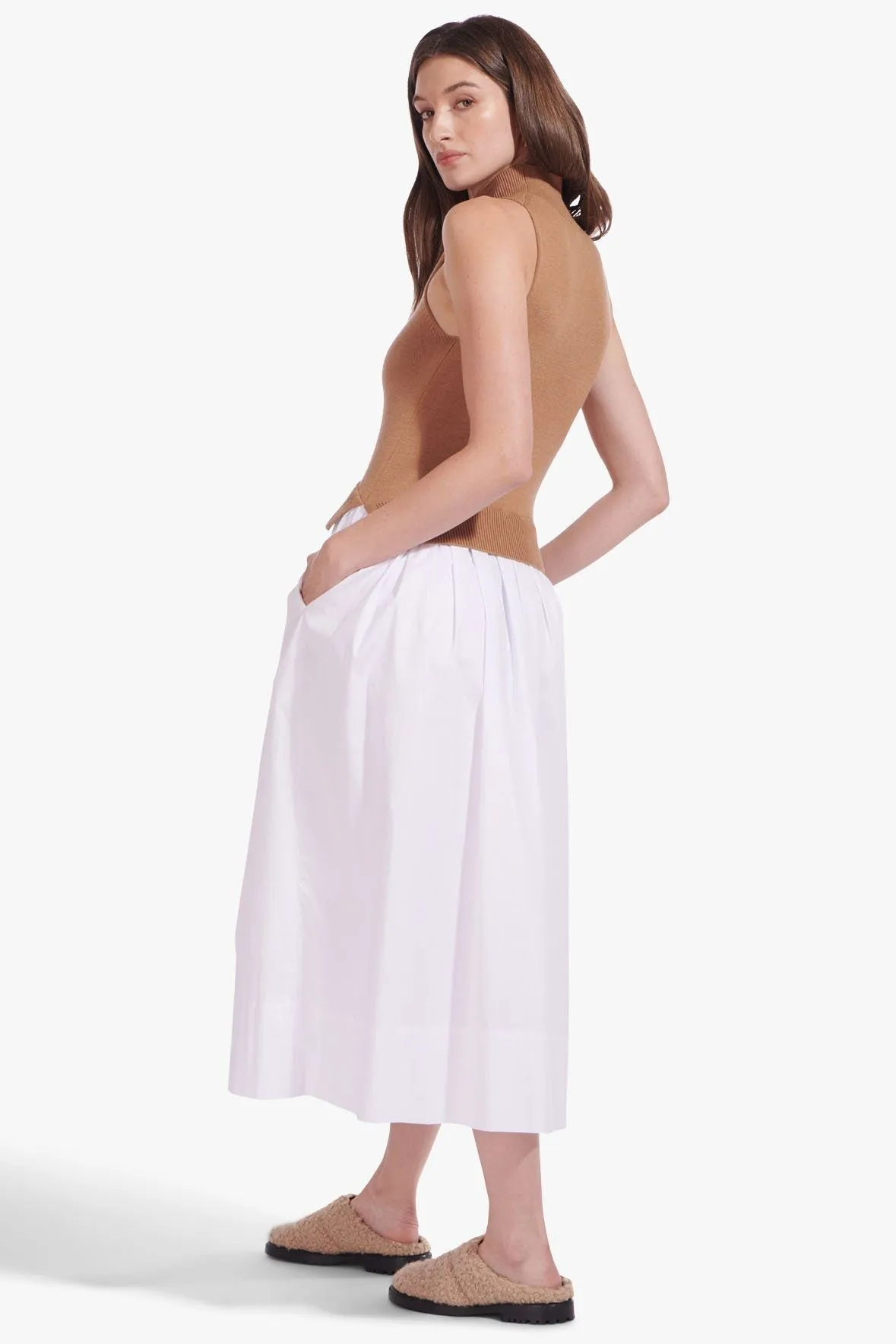 BEATRICE DRESS | TAN WHITE
