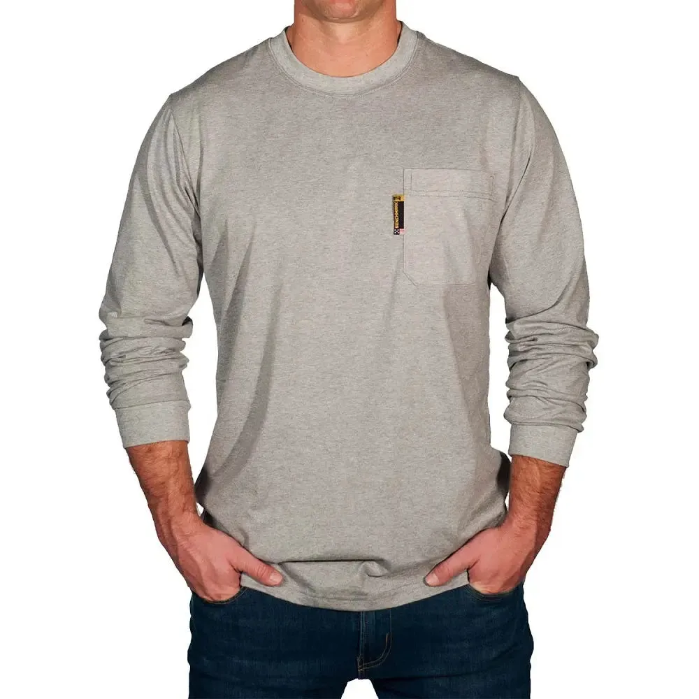 BENCHMARK FR - Skull Flag, Stay Lucky - Flame Resistant Long Sleeve Shirt - Light Gray