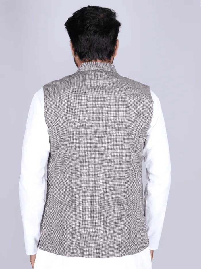 Black White Handwoven Cotton Modi Jacket