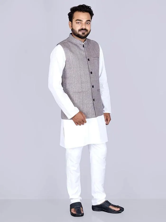 Black White Handwoven Cotton Modi Jacket