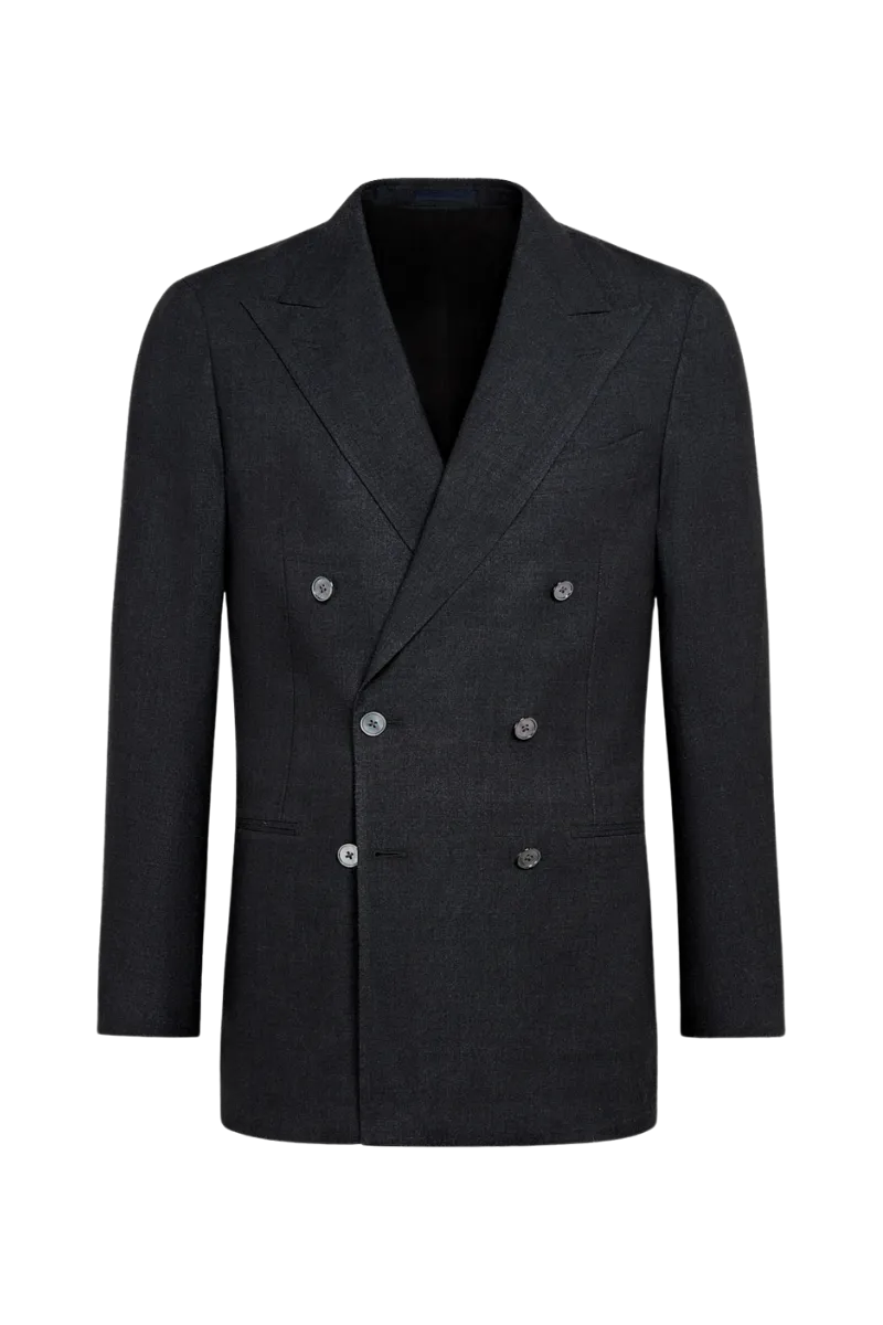 Black Wool Double Breasted 2-Piece Suit