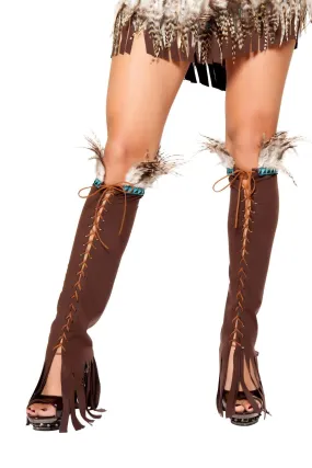 Brown Suede Lace Up Suede Leg Warmer
