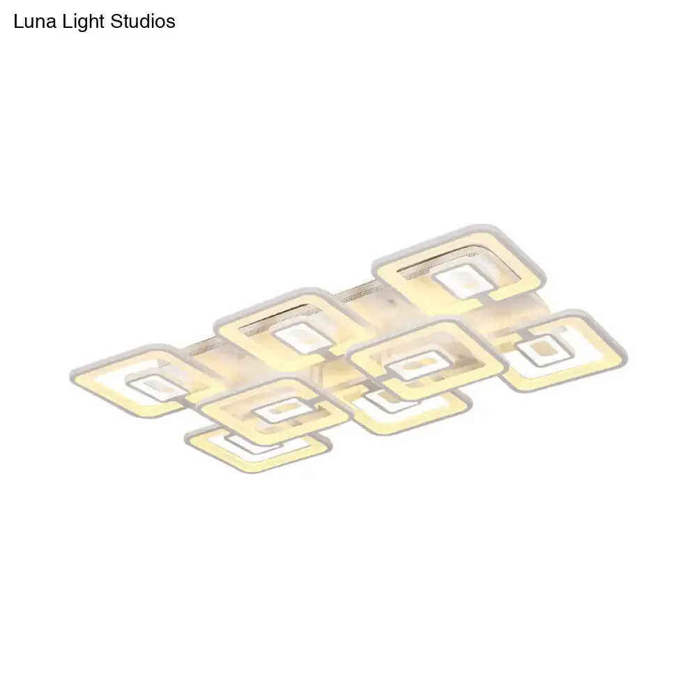 Contemporary LED Flush Mount Light, White Multi-Layer Ceiling Lamp with Acrylic Shade in Warm/White/Natural Light