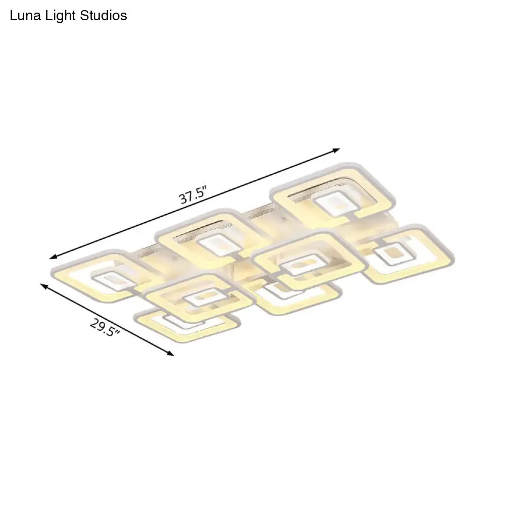 Contemporary LED Flush Mount Light, White Multi-Layer Ceiling Lamp with Acrylic Shade in Warm/White/Natural Light