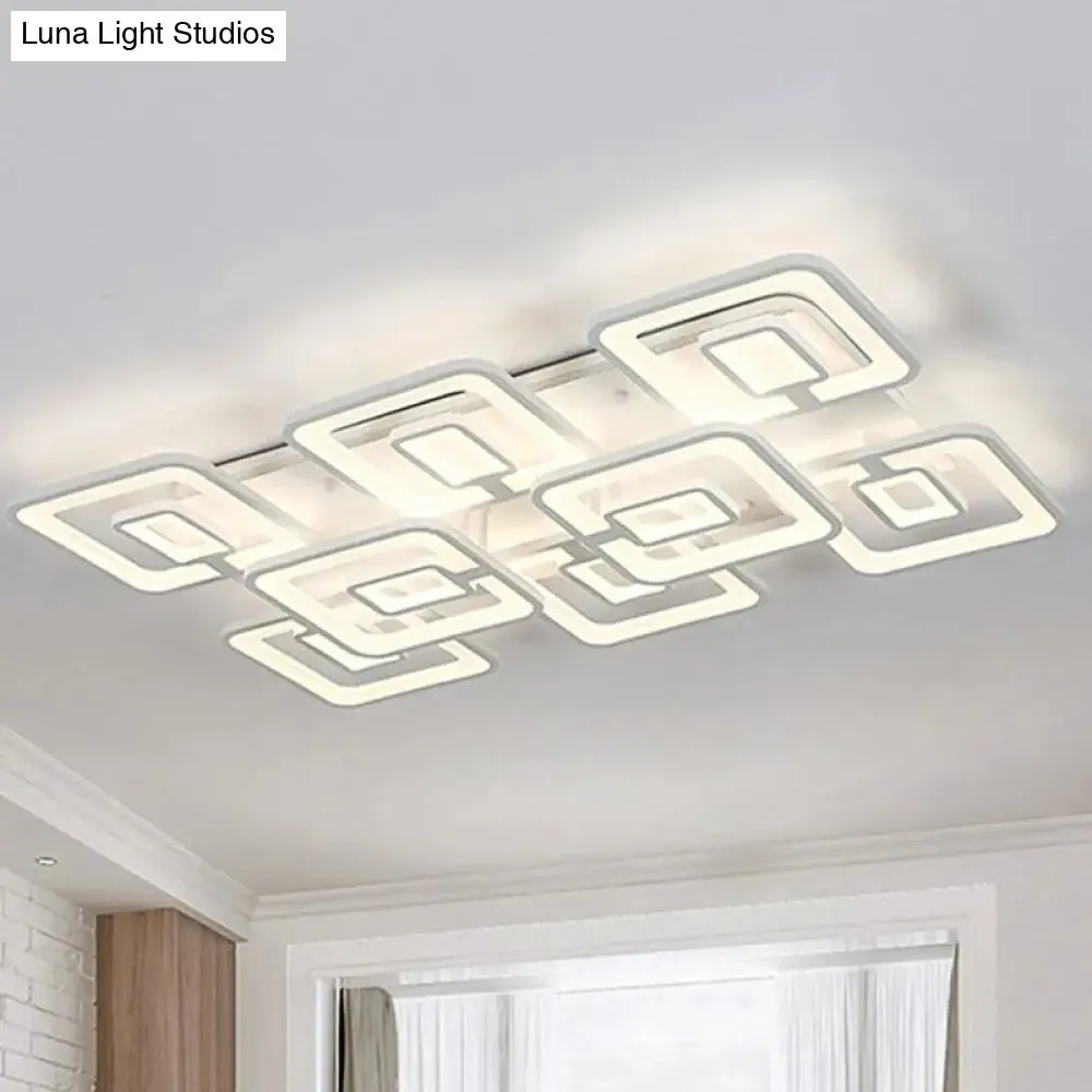 Contemporary LED Flush Mount Light, White Multi-Layer Ceiling Lamp with Acrylic Shade in Warm/White/Natural Light