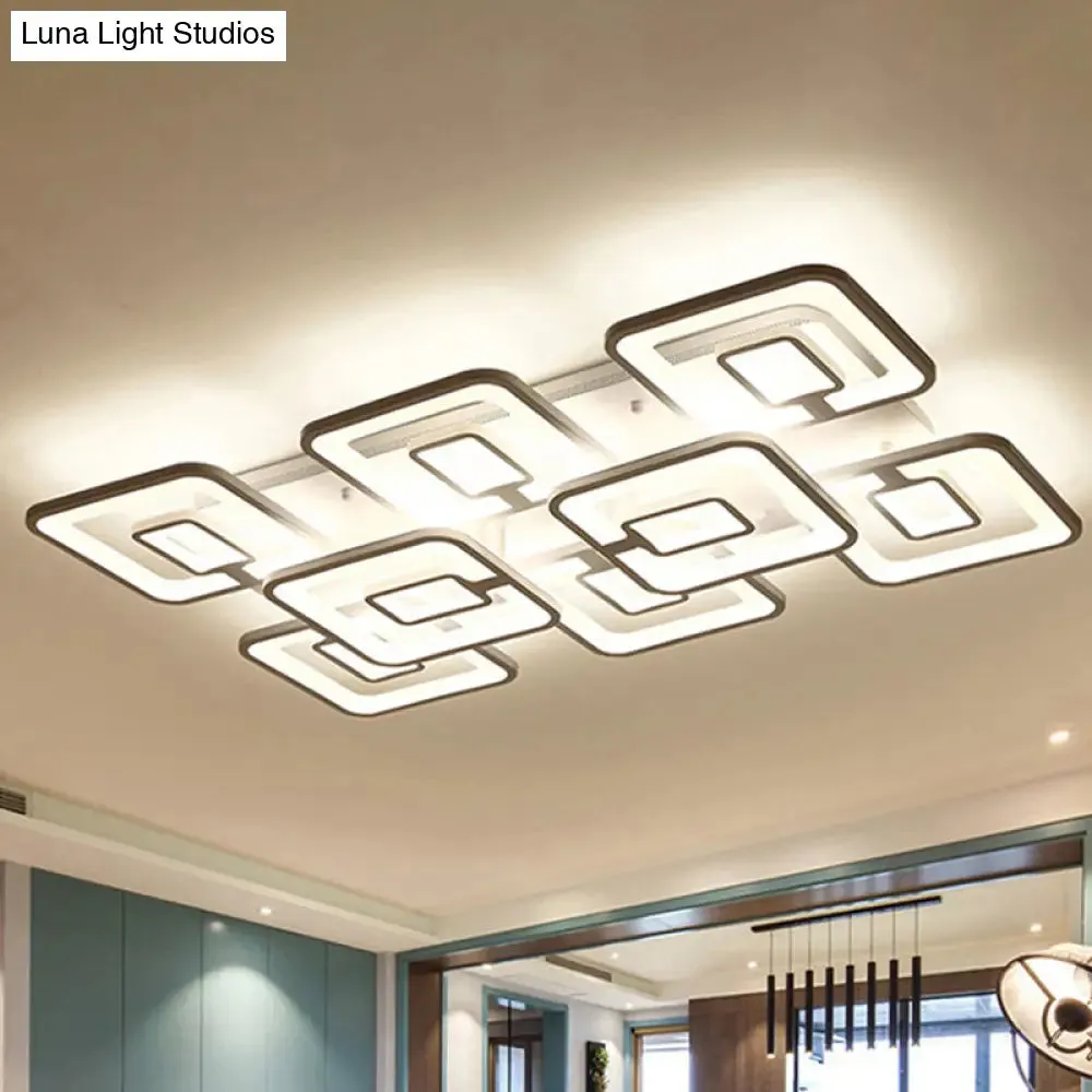 Contemporary LED Flush Mount Light, White Multi-Layer Ceiling Lamp with Acrylic Shade in Warm/White/Natural Light