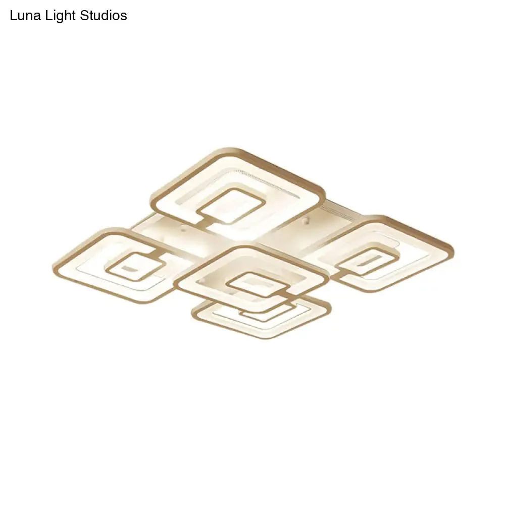 Contemporary LED Flush Mount Light, White Multi-Layer Ceiling Lamp with Acrylic Shade in Warm/White/Natural Light