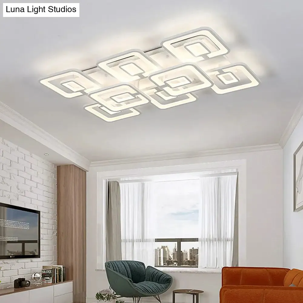 Contemporary LED Flush Mount Light, White Multi-Layer Ceiling Lamp with Acrylic Shade in Warm/White/Natural Light
