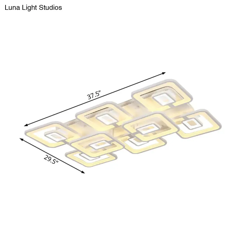 Contemporary LED Flush Mount Light, White Multi-Layer Ceiling Lamp with Acrylic Shade in Warm/White/Natural Light