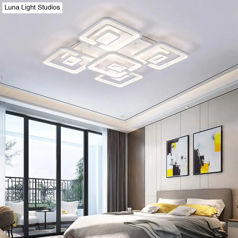 Contemporary LED Flush Mount Light, White Multi-Layer Ceiling Lamp with Acrylic Shade in Warm/White/Natural Light