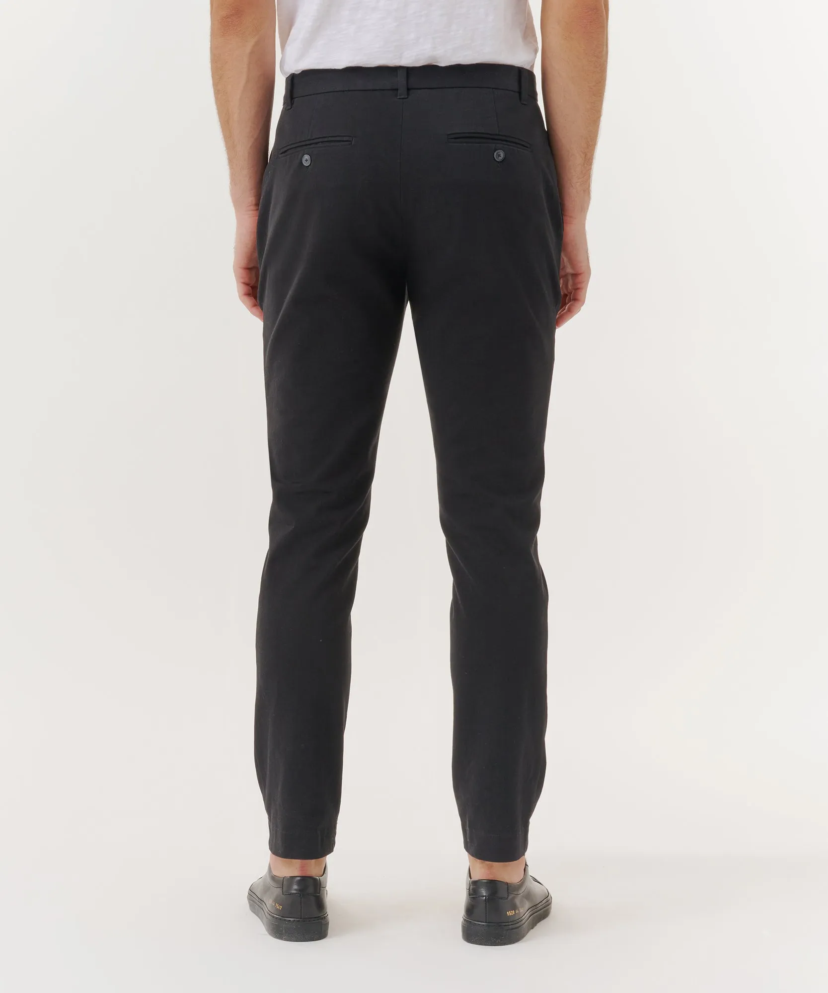 Cotton Twill Slim Pants - Black