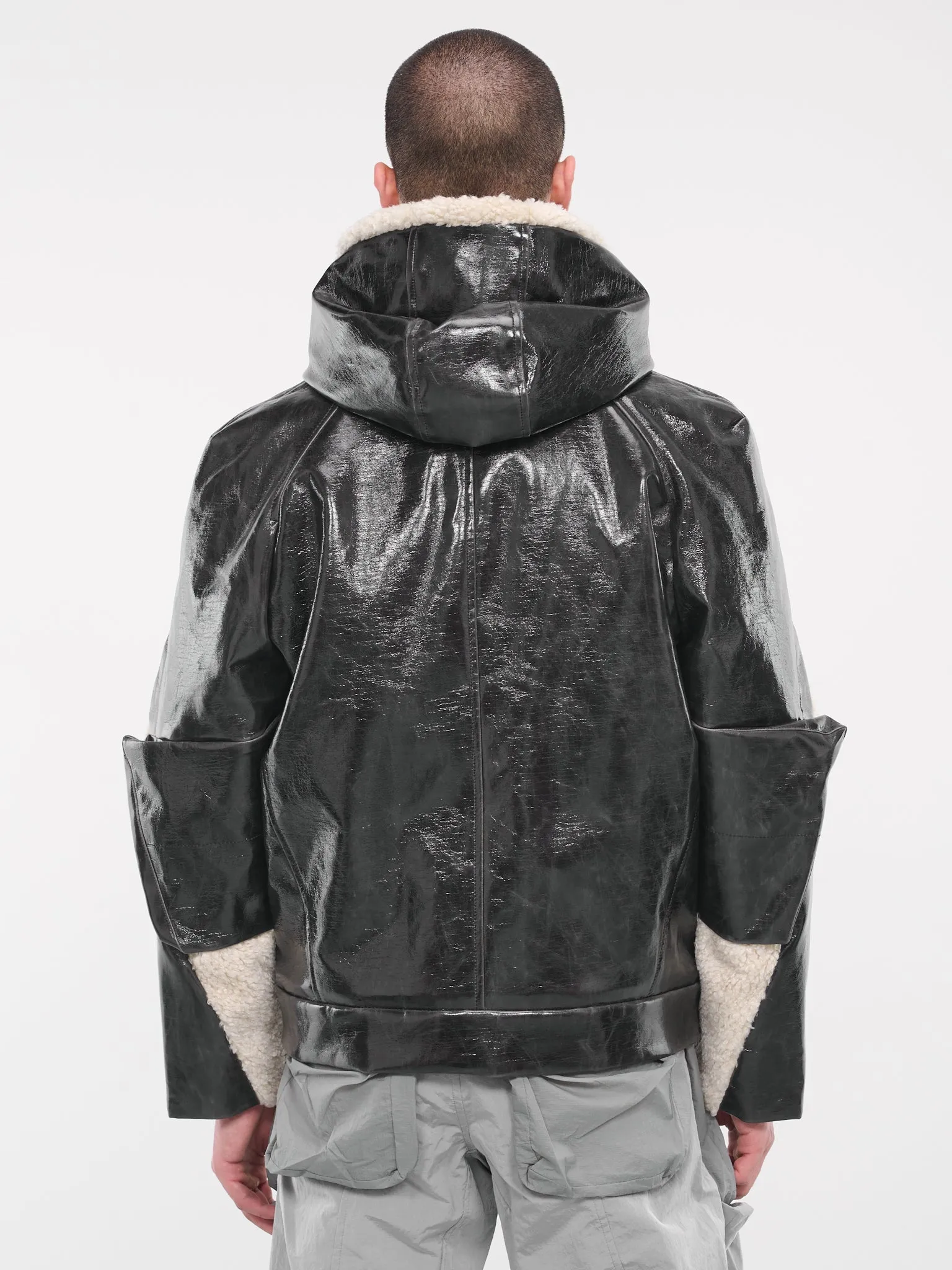 Crustacean Sherpa Jacket (CA04MFJ1BK-BEIGE-BLACK)