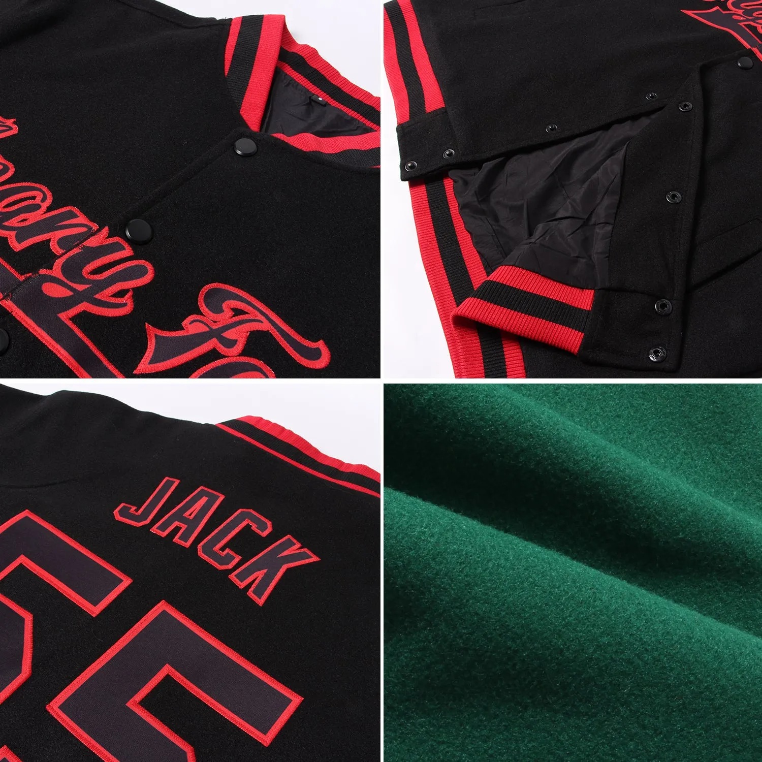 Custom Kelly Green Texas Orange-White Bomber Full-Snap Varsity Letterman Two Tone Jacket