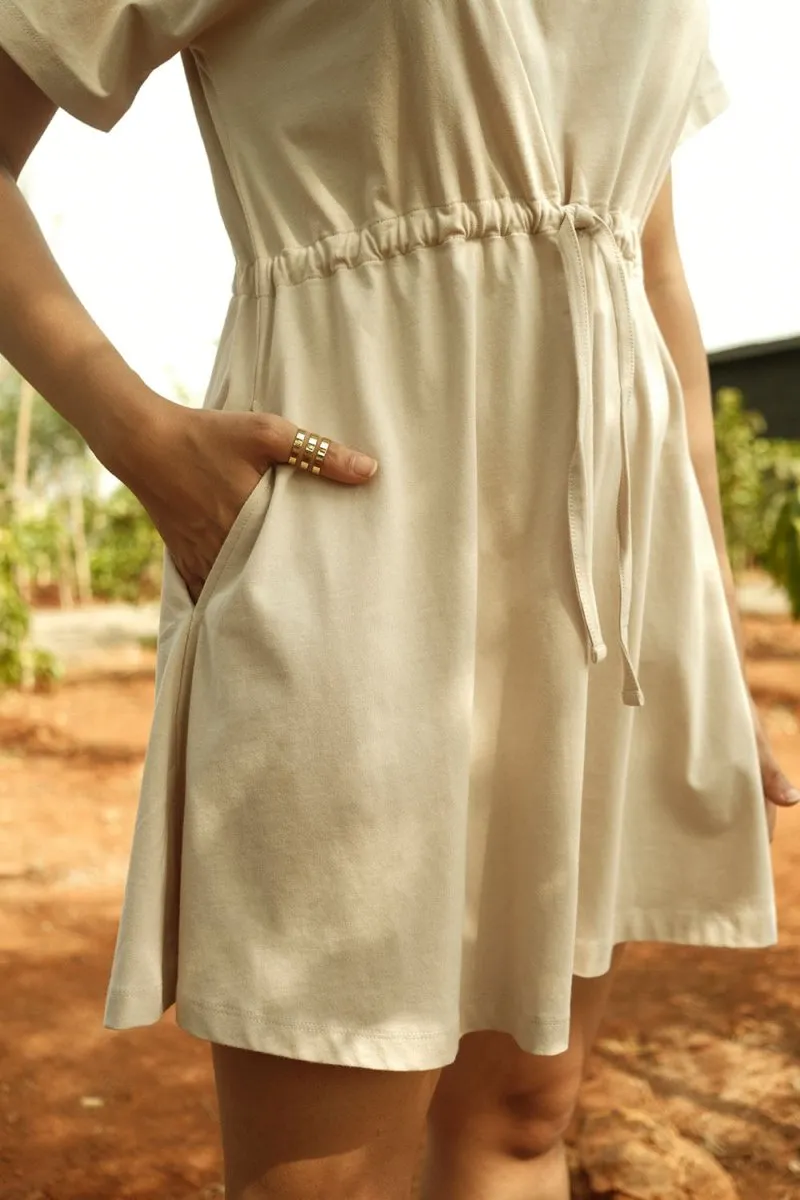 Drawstring Organic Cotton Mini Dress