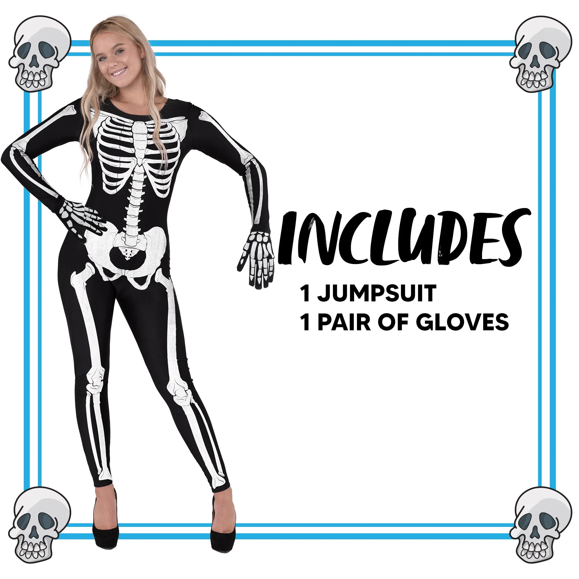 Glow-in-the-Dark Lady Skeleton Costume - Adult