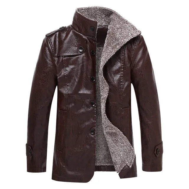 Gothic Faux Leather Stand Collar Jacket