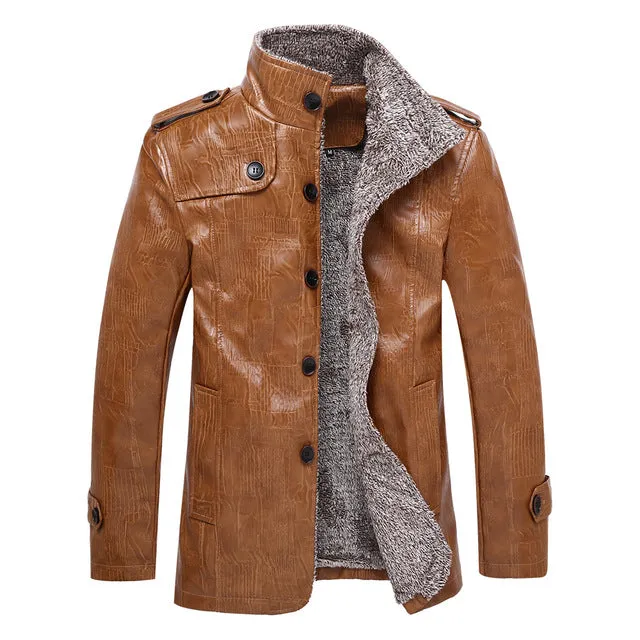 Gothic Faux Leather Stand Collar Jacket