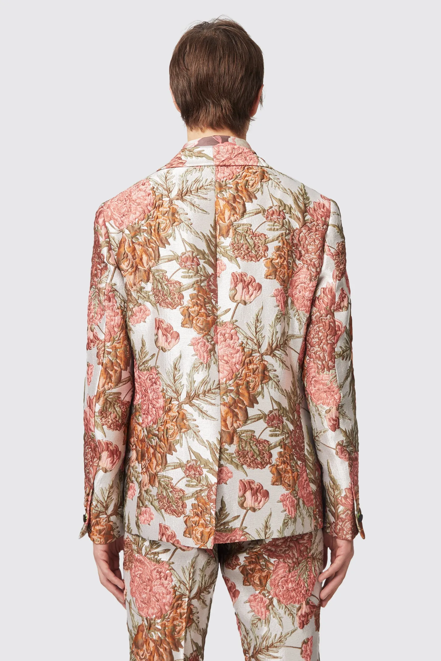 Hirshfield Floral Pink Silver Jacquard Jacket