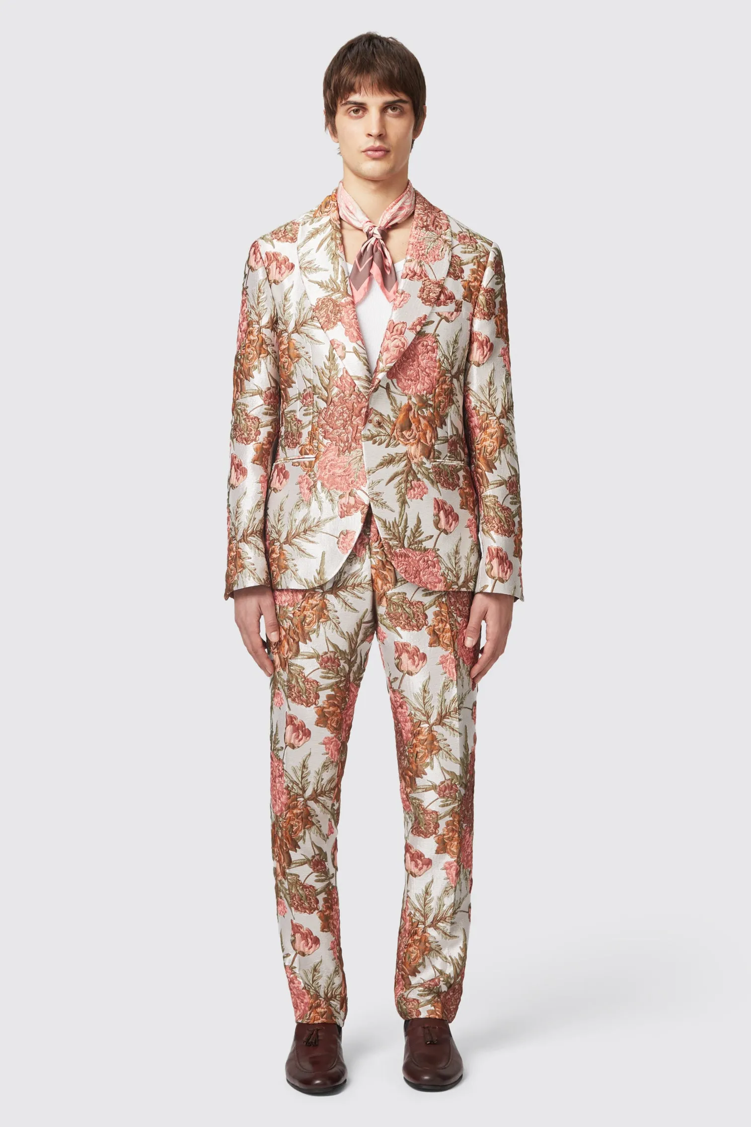 Hirshfield Floral Pink Silver Jacquard Jacket