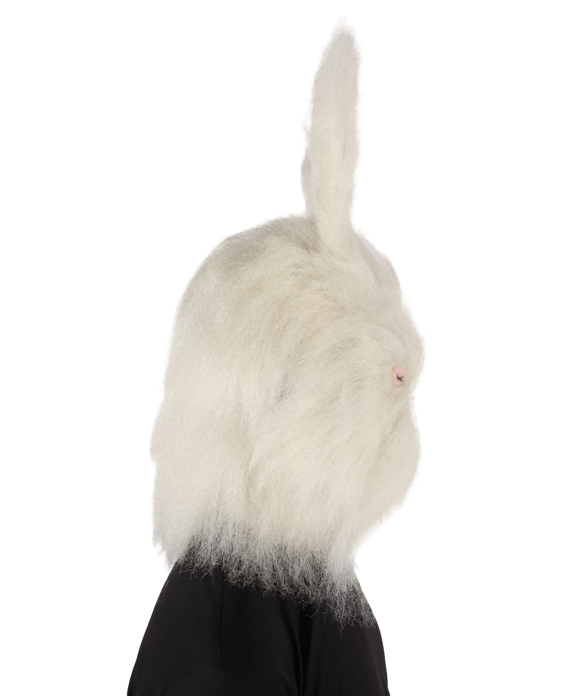HPO Adult Unisex White Furry Easter Bunny Mask| Best for Halloween and Cosplay| Flame-retardant Synthetic Fiber