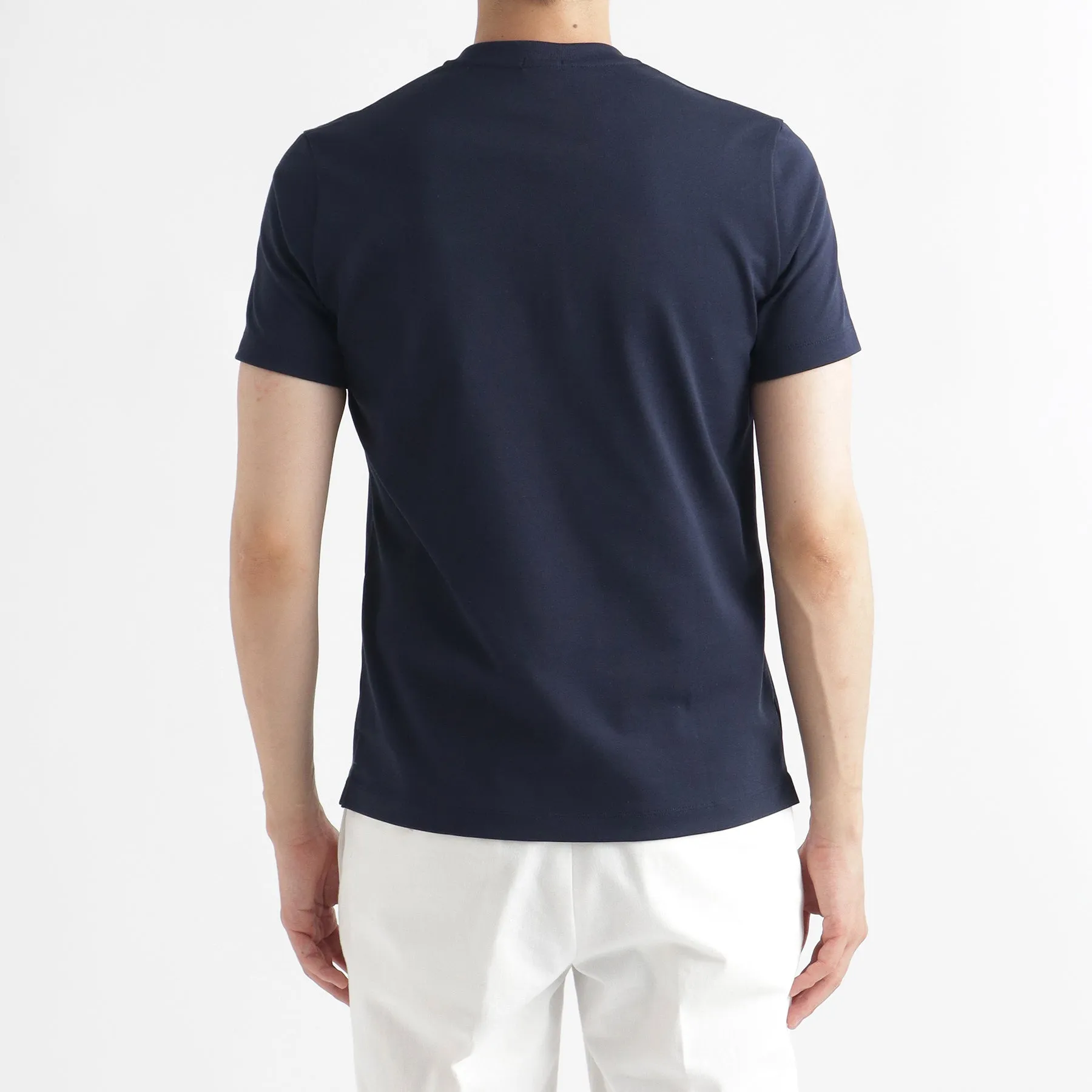 Hybrid Cotton Tailored Henley Neck T-shirt Color: Navy