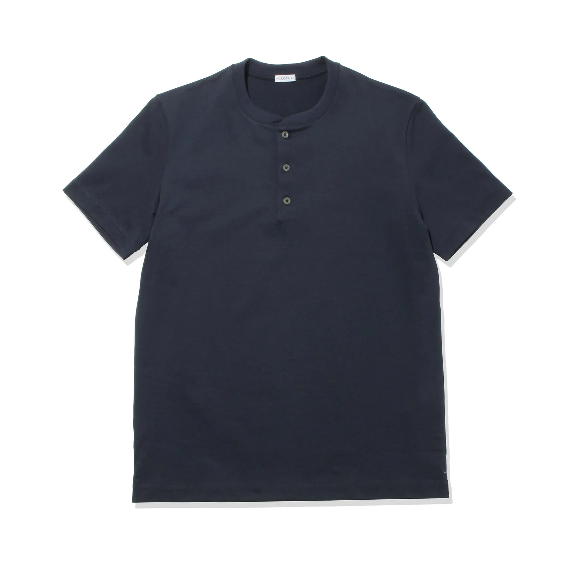 Hybrid Cotton Tailored Henley Neck T-shirt Color: Navy