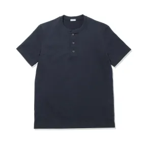 Hybrid Cotton Tailored Henley Neck T-shirt Color: Navy