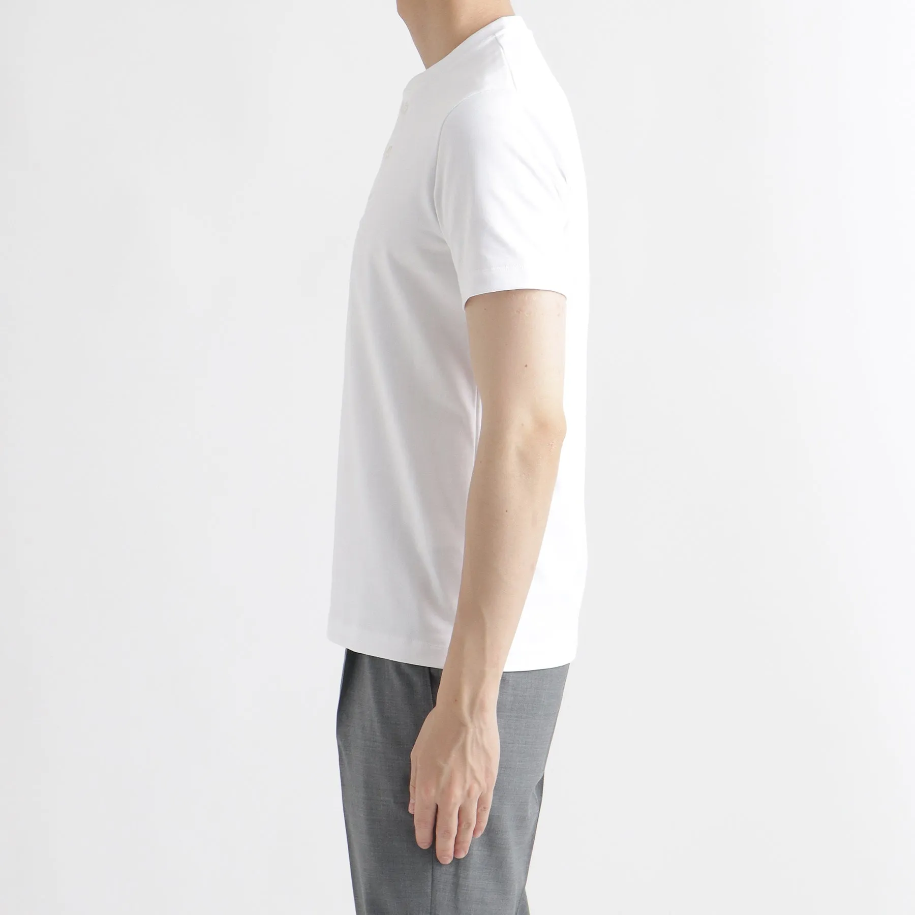 Hybrid Cotton Tailored Henley Neck T-shirt Color: White