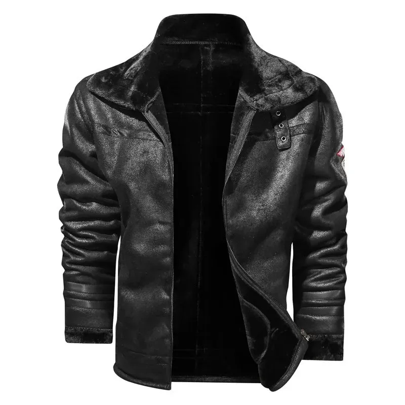 Jacket Tactical Faux Leather Jackets Outwear Fleece Coats Fur Inner Windbreaker Men's Winter Thick Warm Military Bomber Pu