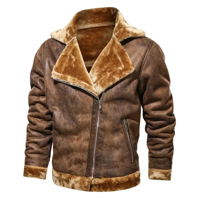 Jacket Tactical Faux Leather Jackets Outwear Fleece Coats Fur Inner Windbreaker Men's Winter Thick Warm Military Bomber Pu