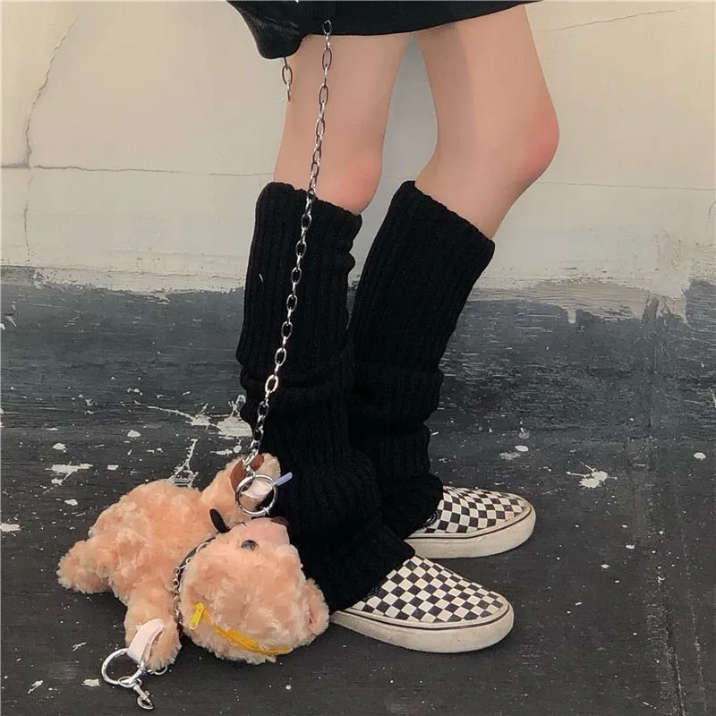 Japanese Lolita Sweet Girl Leg Warmer Knit Socks Wool Ball Knitted