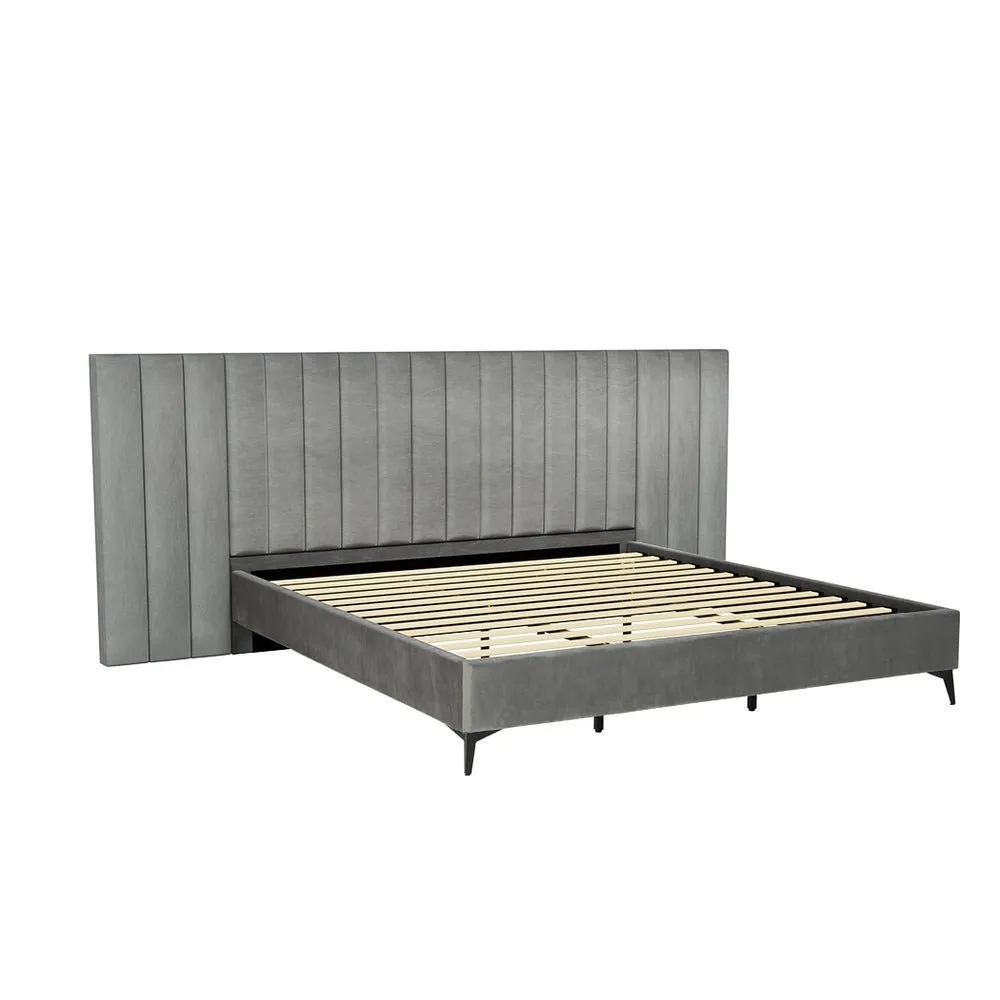 King Package | Burnett Bed Frame With Oversized Headboard Grey & Bonita Euro Top Mattress (Medium Firm)