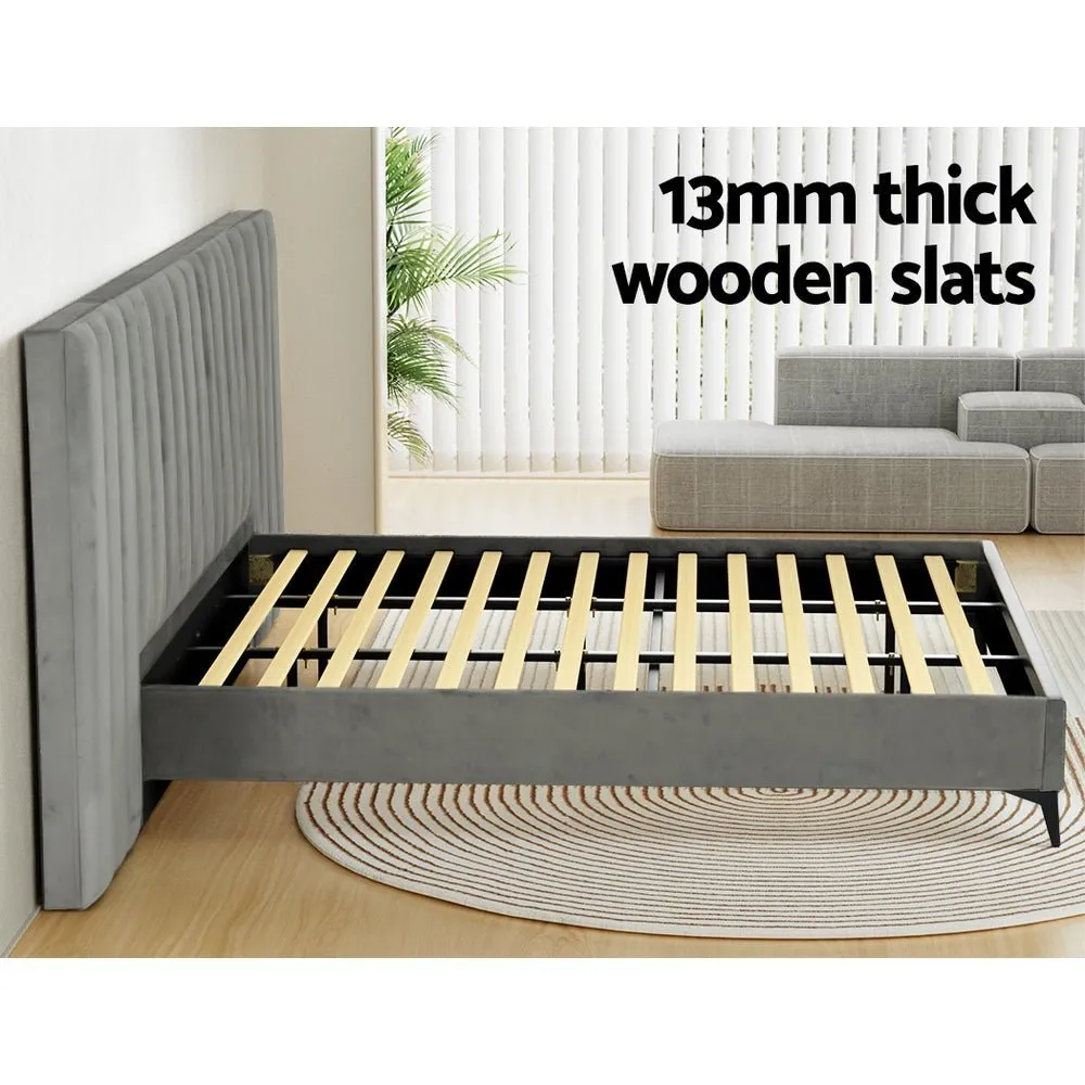 King Package | Burnett Bed Frame With Oversized Headboard Grey & Bonita Euro Top Mattress (Medium Firm)