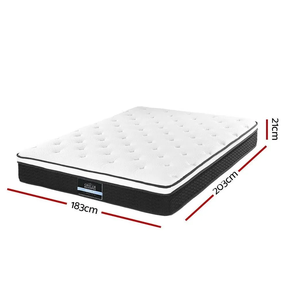King Package | Burnett Bed Frame With Oversized Headboard Grey & Bonita Euro Top Mattress (Medium Firm)