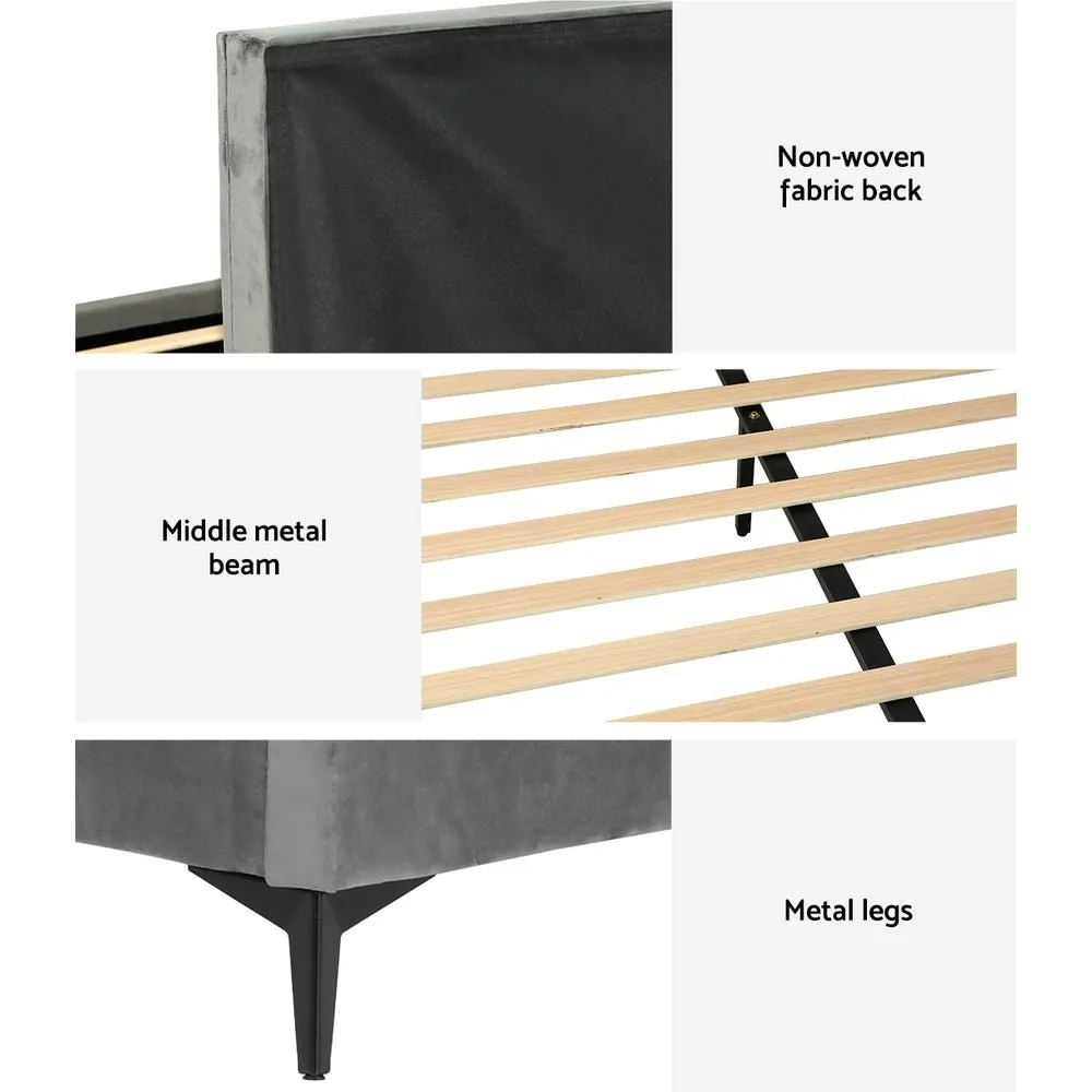 King Package | Burnett Bed Frame With Oversized Headboard Grey & Bonita Euro Top Mattress (Medium Firm)
