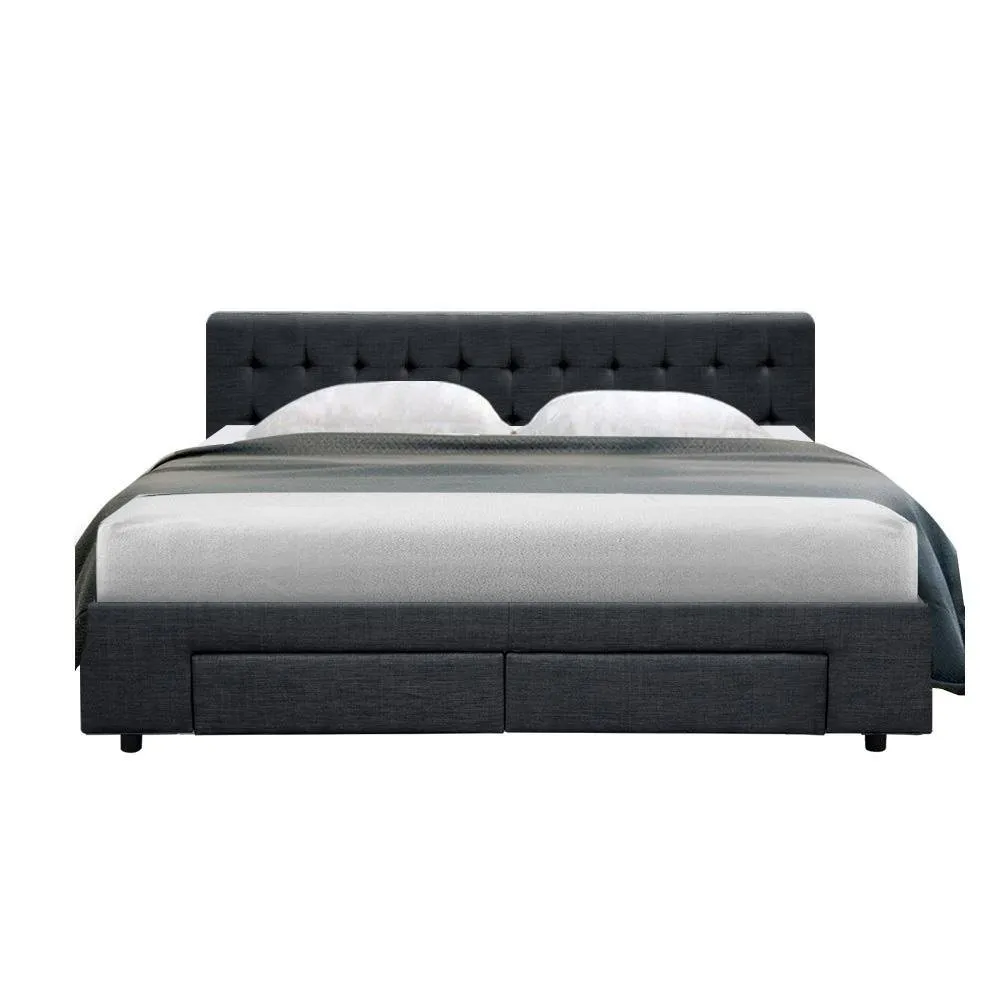 King Premium Package | Trinity Bed Charcoal, Algarve Euro Top Mattress (Medium Firm) & Deluxe Mattress Topper!