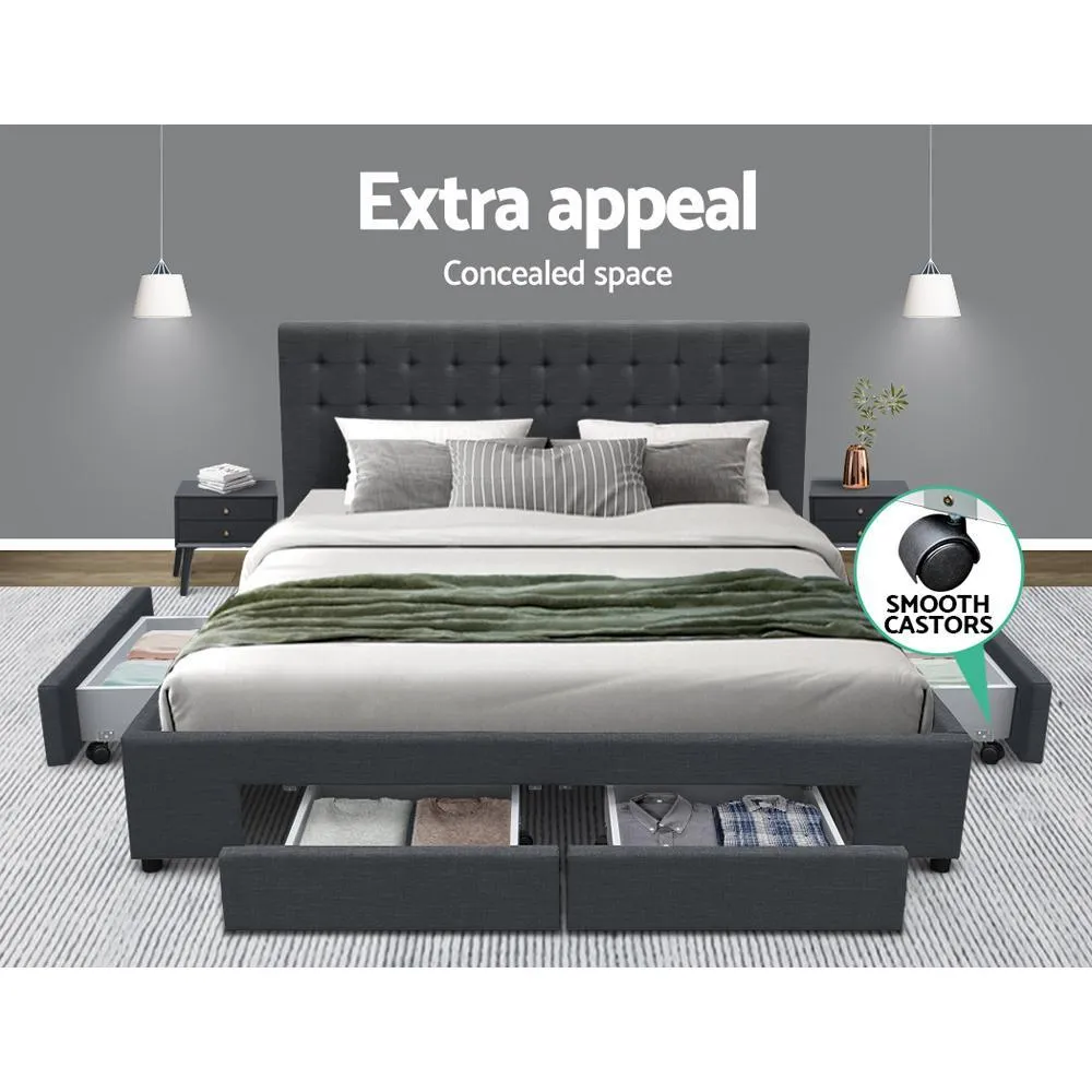 King Premium Package | Trinity Bed Charcoal, Algarve Euro Top Mattress (Medium Firm) & Deluxe Mattress Topper!