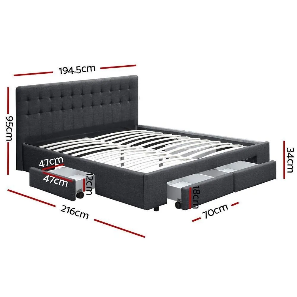 King Premium Package | Trinity Bed Charcoal, Algarve Euro Top Mattress (Medium Firm) & Deluxe Mattress Topper!